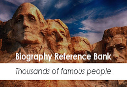 Biography Reference Bank - thousands of famous people [photo of Mount Rushmore]