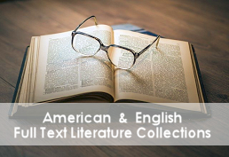 Open book and eyeglasses - American & English Full Text Literature Collections